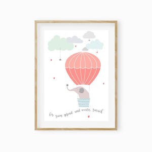Cuadro infantil, cartel infantil, regalo, bautismo, elefante "A la luna y de regreso"