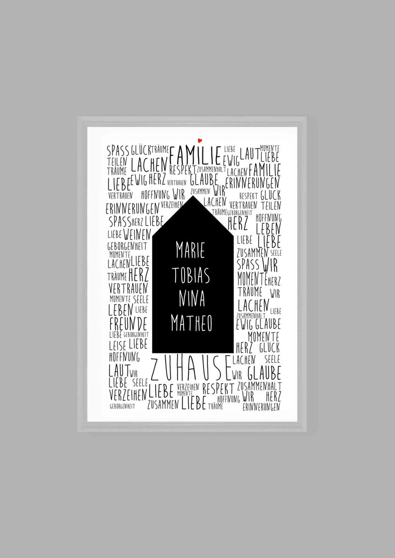 Home Print, Familienposter personalisiert, Geschenk für Familie, Zuhause Spruch, Familie Spruch , Einweihungsgeschenk Bild 1