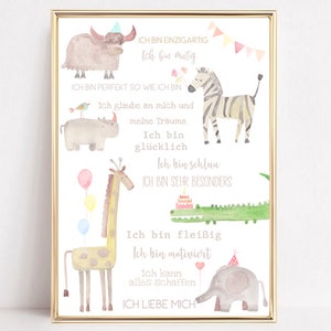 Motivationsposter, Mutmacher Poster, Affirmationsposter für Kinder, Geschenk Baby ,"Du bist mutig"