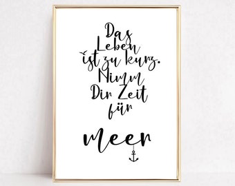 Sea, take your time for the sea, gift girlfriend, art print sea love, typographic poster