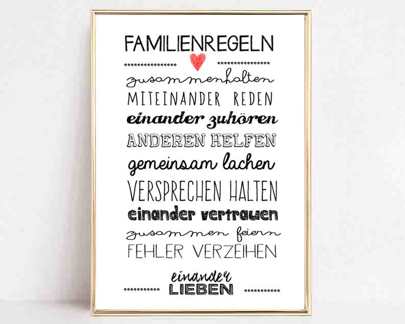 Art print, poster, gift for family Family Rules image 1