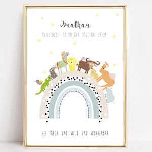 Geburtsanzeige, Regenbogen Geschenk, Geburt Geschenk, Taufgeschenk, Geburtsgeschenk personifiziert