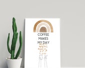 Coffee saying, coffee poster, coffee lover, gift wine, coffee gift, quot Coffee makes my day quot