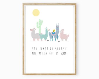 Affiche pour enfants, image pour enfants, image de chambre d&#39;enfant, affiche pour enfants &quot;Drama Lama&quot;