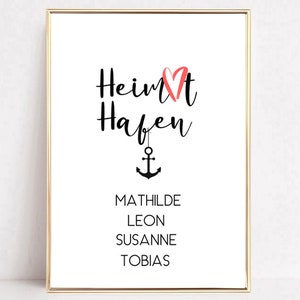 Home print, family poster personalized, gift for family, home saying, home port, housewarming gift