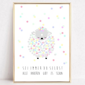 Kinderbild,Babyposter,Geschenk,Taufe,Geburt,Schaf,Nursery Print "Sei immer du selbst"