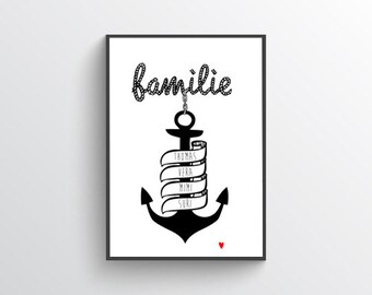 Family Poster, Gift for Family, Personalized Gift "Poster Family" Family is my home port"