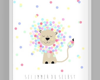 Children's room picture,Children's picture,Children's room poster,Lion,Gift"Always be yourself"