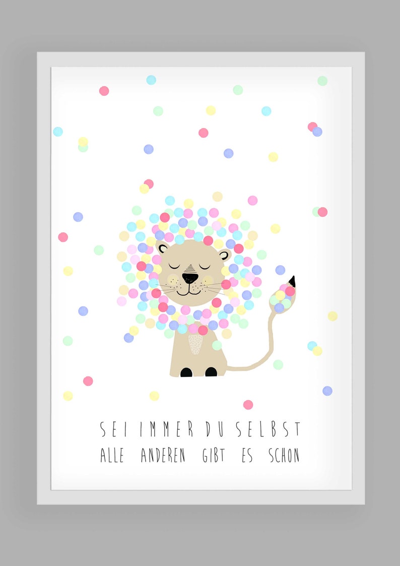 Children's room picture, children's picture, children's room poster, lion, gift Always be yourself image 4