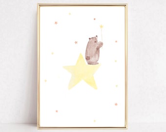 Children's room picture, children's picture, children's room poster, bear "My Star", gift