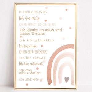 Motivationsposter, Mutmacher Poster, Affirmationsposter für Kinder, Geschenk Baby ,"Du bist mutig"