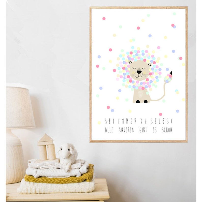 Children's room picture, children's picture, children's room poster, lion, gift Always be yourself image 3