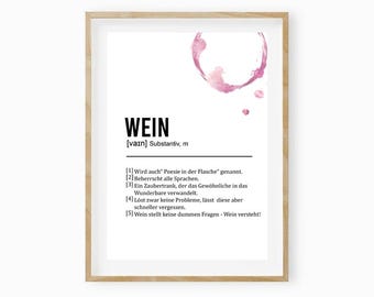 Wine poster, kitchen poster, wine print, wine gift, wine quote, wine definition, wine image