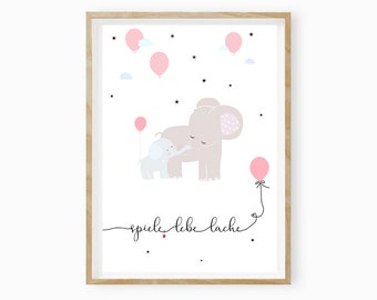 Photo d’enfants,Affiche pour enfants,Photo de crèche,Cadeau Naissance,Cadeau Baptême,Bébé éléphant « Jouer au rire en direct »