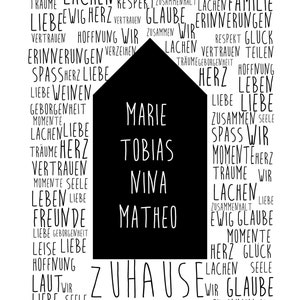 Home Print, Familienposter personalisiert, Geschenk für Familie, Zuhause Spruch, Familie Spruch , Einweihungsgeschenk Bild 6