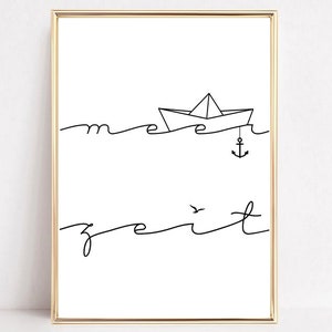 Meer Poster, Geschenk Freundin, Typoposter, Meer Spruch, Nimm dir Meer Zeit
