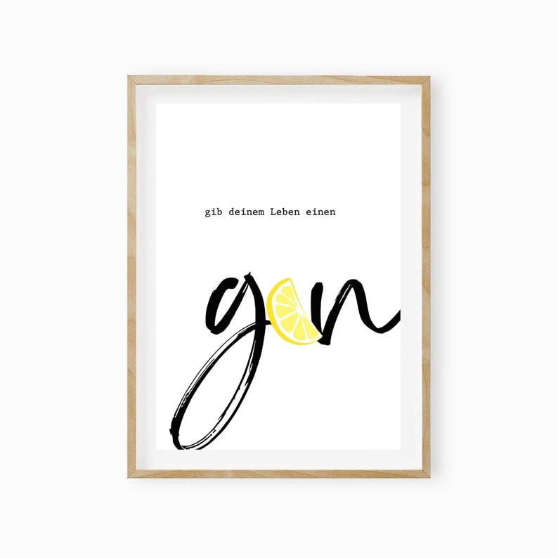 Gin poster, kitchen poster, gin quotes, gift for gin lovers, gin quote print image 2