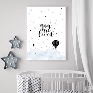 Nursery picture, nursery poster, moon, earth, gift birth, gift baptism &quot;You are loved&quot;