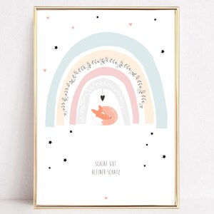 Foto de los niños, póster de los niños, arco iris, póster del bebé, bautizo de regalo, regalo de nacimiento"duerme bien"