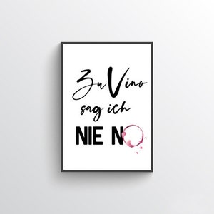 Cartel del vino, amante del vino, impresión de vino, vino de regalo, vino diciendo, cartel tipo typo, imagen de vino "vino no"