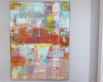 Acrylbild "Leben groß"/ Bild in der Größe 80x60x4/Farbiges Werk/Acrylmalerei/Abstrakte Kunst/Vielschichtiges Bild/Unikat/Handgefertigt