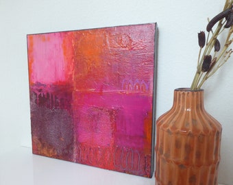 Bild in Rot-Pink-Orange /Acrylmalerei warme Farbtöne/Bild mit Struktur/Handgefertigtes Bild/Original/Acrylbild 40x40x4/MaritaArt68