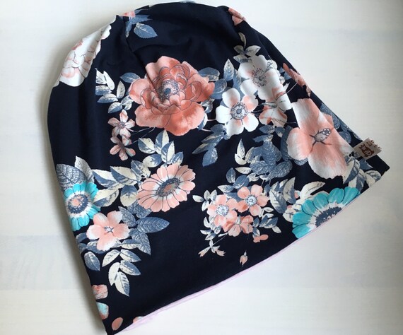 Mutze Baby Kinder Beanie Madchen Wende Mutze Blumen Maxi Blau Etsy