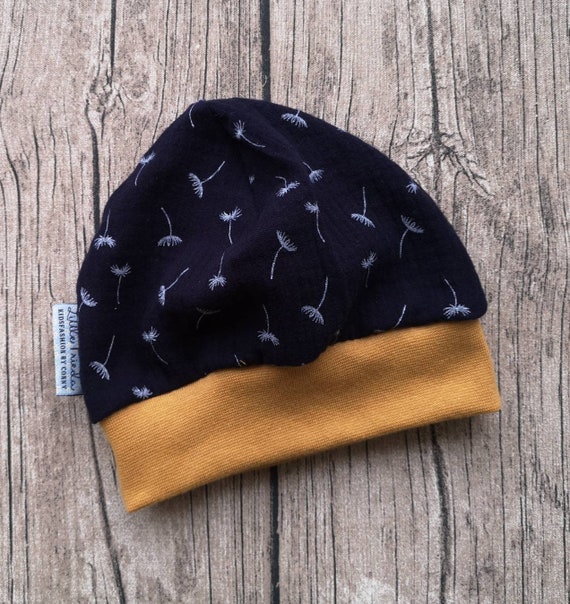 Mütze Baby Kinder Junge Musselin Pusteblume Navy | Etsy