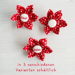 Karnevalsbrosche rot-weiß Herzen Blumenbrosche Accessoire für den Karneval Bild 2
