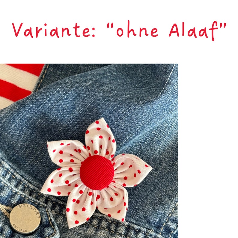 Karnevalsbrosche weiß-rot gepunktet Blumenbrosche Accessoire für den Karneval Bild 7