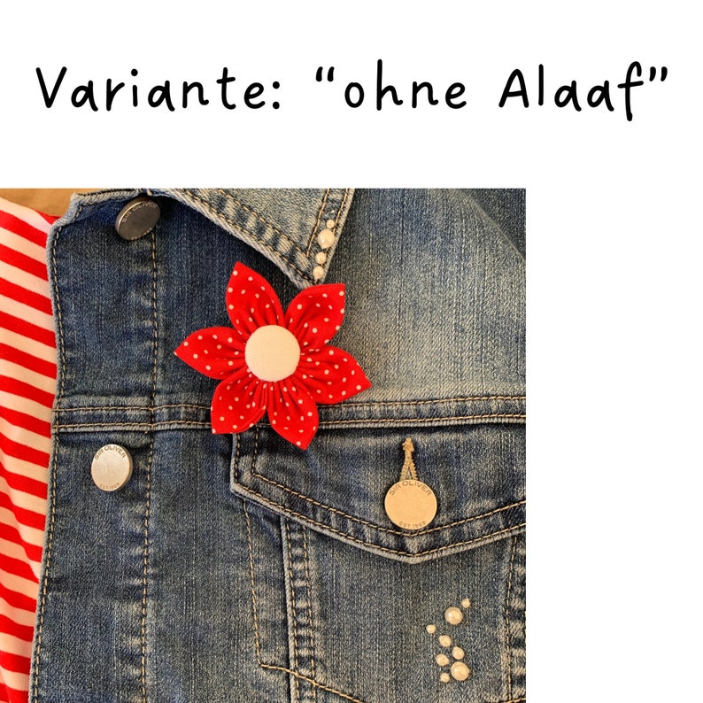 Karnevalsbrosche rot-weiß gepunktet Blumenbrosche Accessoire für den Karneval Bild 7