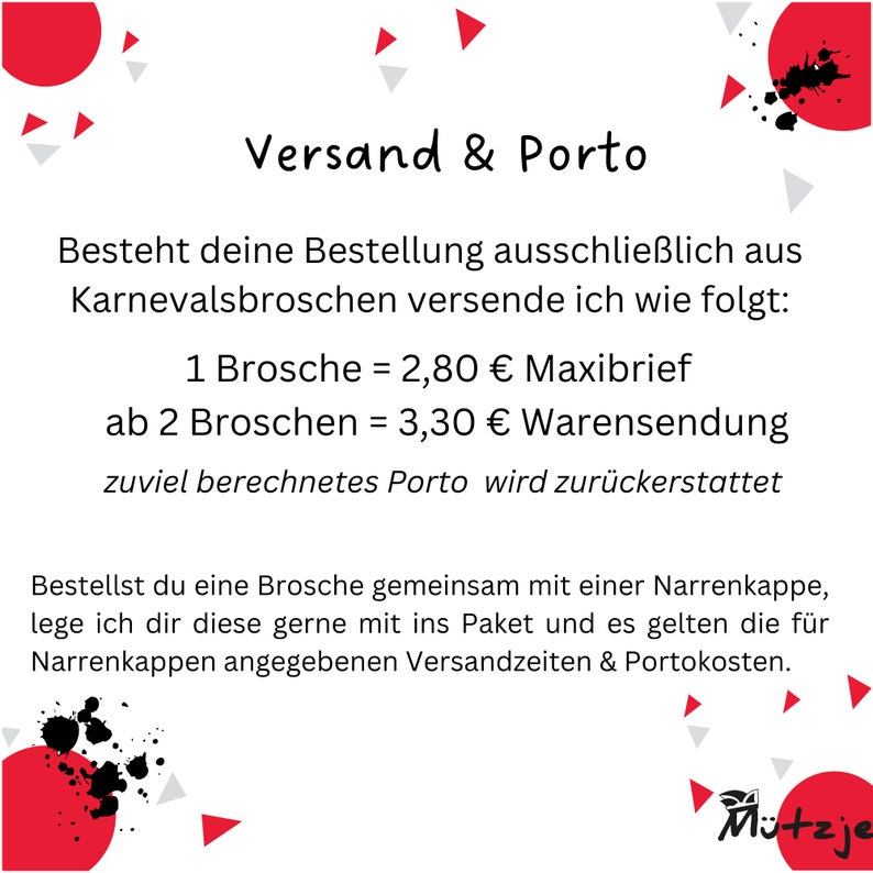 Karnevalsbrosche rot-weiß Herzen Blumenbrosche Accessoire für den Karneval Bild 9