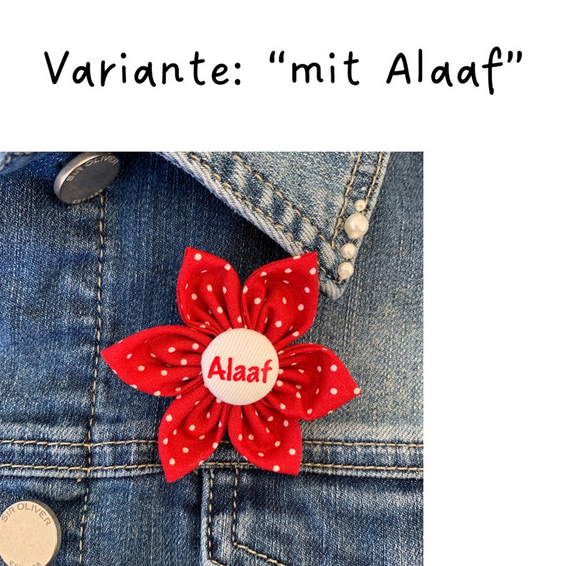 Karnevalsbrosche rot-weiß gepunktet Blumenbrosche Accessoire für den Karneval Bild 6