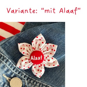 Karnevalsbrosche weiß-rot gepunktet Blumenbrosche Accessoire für den Karneval Bild 6