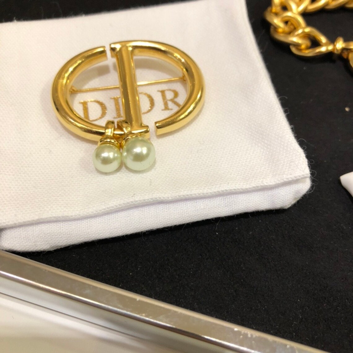 Boutique Dior CD brooch goldfinish Metal Pin Etsy