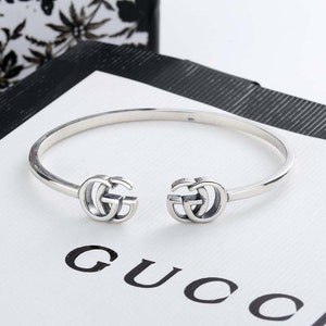 Luxury Silver GG Cuff Bangle Bracelet
