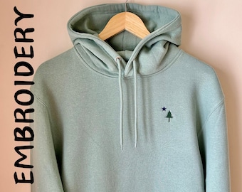 Embroidered Maine Flag Hoodie: Seafoam Green, Made in Maine