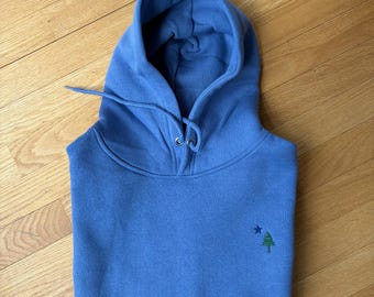 Embroidered Maine Flag Hoodie: Colony Blue, Made in Maine