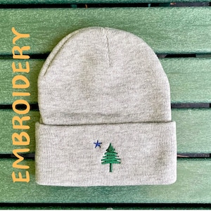 Maine Flag Cuffed Beanie, Maine Beanie,Original Maine Flag, Maine 1901 Flag Hat, Maine Gift for Friend, Maine Husband Gift, Maine