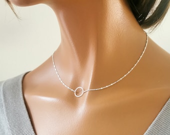 Collana minimalista Karma in argento sterling 925 | Ciondolo a cerchio | Gioielli da donna | Fatti a mano | Argento, oro, oro rosa