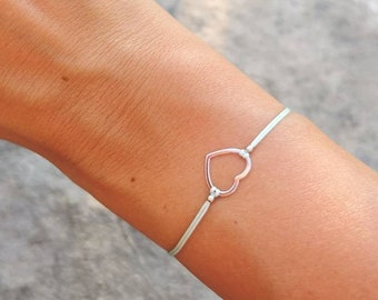 Armband mit 925 Silber Herz, minimalistisches Freundschafts Armband, feines Herz, Mutter Tochter Armband, Echtsilber Schmuck