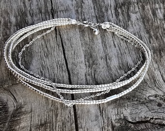 925 Silber und Miyuki beads multi layer, mehrreihiges Armband mit Delica beads und Sterling Silber Elementen