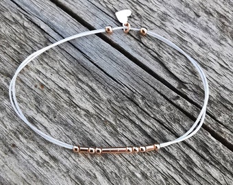 Minimalist 925 silver bracelet "CUSTOM" Morse Code with small pendant, filigree, sterling silver, partner bracelet, real silver jewelry.