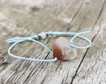 Bracelet for birth, 925 sterling silver, heart bracelet, mother - child bracelet