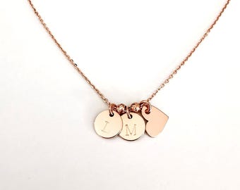 Personalized 925 sterling silver necklace with engraved plate & heart | Initial necklace | Mother's Day gift for girlfriend