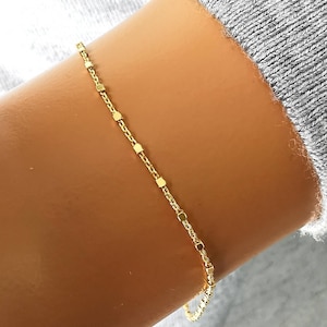 Silver bracelet - cube chain, 925 silver anchor chain, real silver jewelry