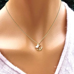 Handgemachte Anker Halskette 925 Sterling Silber mit Herzanhänger – personalisierbar mit Initiale – vergoldet & rosévergoldet erhältlich