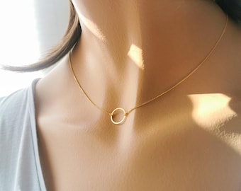 Karma Necklace 925 Sterling Silver – Circle Pendant – Minimalist Necklace – Silver, Gold, Rose – Gift for Women