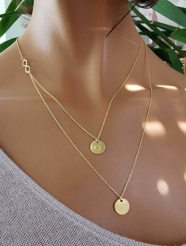 Friendship Engraving 925 Sterling Silver 925 Silver Neck Necklace with Infinity Sign and Plate Pendant coin Partner