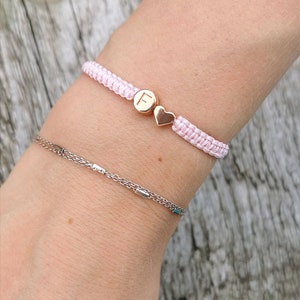 Pulsera con nombre, pulsera con iniciales, pulsera de la amistad, pulsera de pareja en plata, oro rosa o oro trenzado.